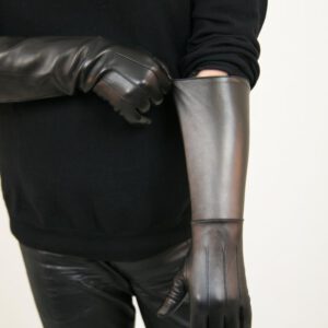 Herren Leder Stulpenhandschuhe schwarz ungefüttert