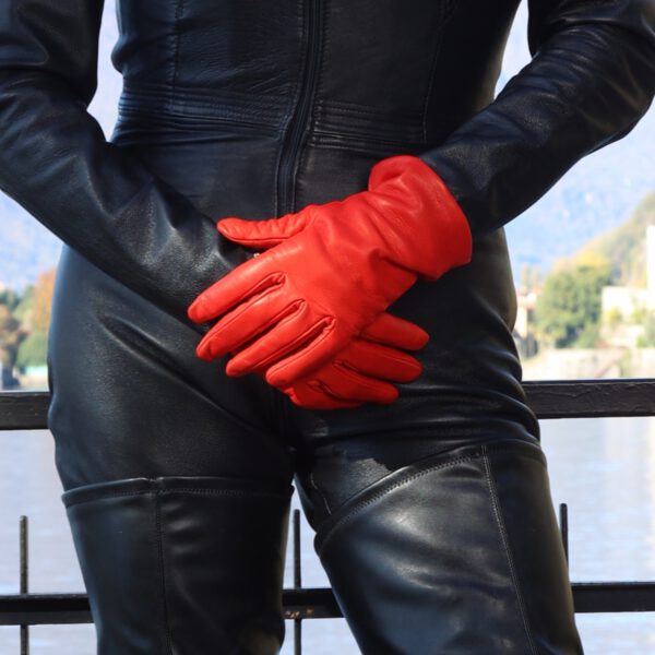 klassische rote Damen -Lederhandschuhe von Miceli