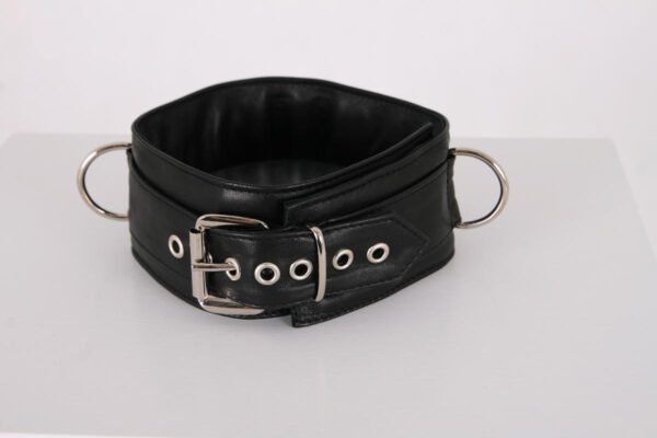 Schwarzes Lederhalsband mit Schnallenverschluss