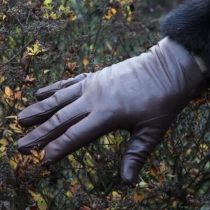 Schwarze Miceli Lederhandschuhe mit Seidenfutter für Herren