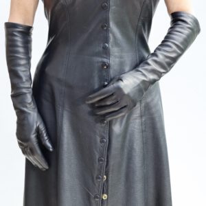 45 cm ellenbogenlange Damen Lederhandschuhe ungefüttert