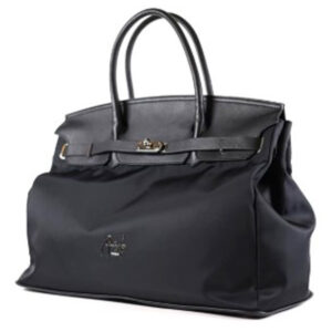 Handtasche schwarz Leder und Nylon