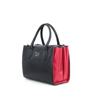 Zweifarbige Handtasche schwarz-rot Kalbsleder