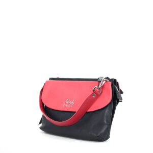 Handtasche schwarz-rot Kalbsleder